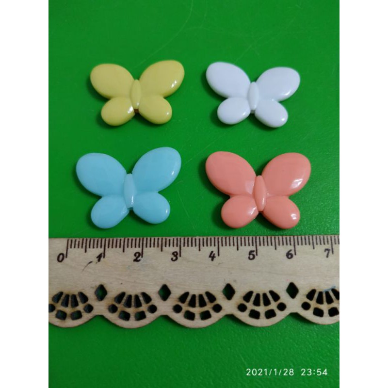 manik Mote resin pastel mawar dan kupu 12 /50 pcs