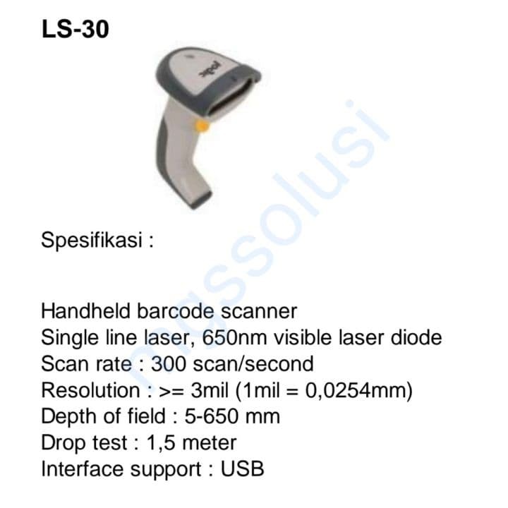 Barcode Scanner single Laser tangan 1D Logic LS30 USB Mode Scan Trigger dan Continuous