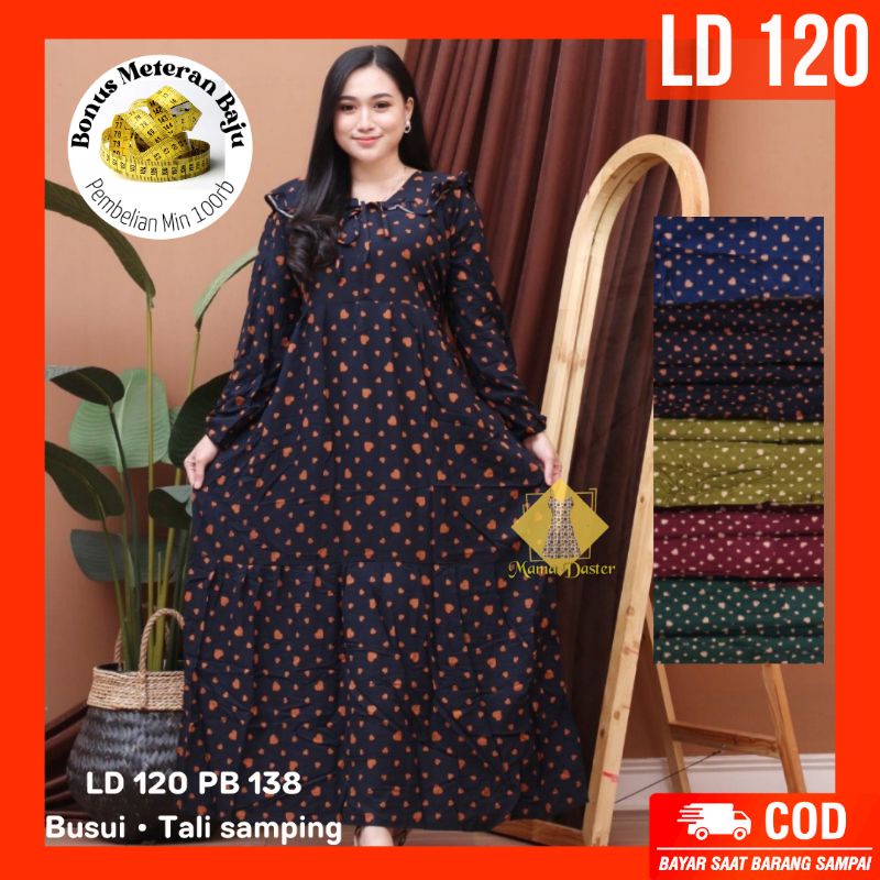 Gamis Midi Jumbo LD 120 Polkadot / Midi Dress Bigsize XXL motif Polkadot / Gamis Midi Big Size 3L mo
