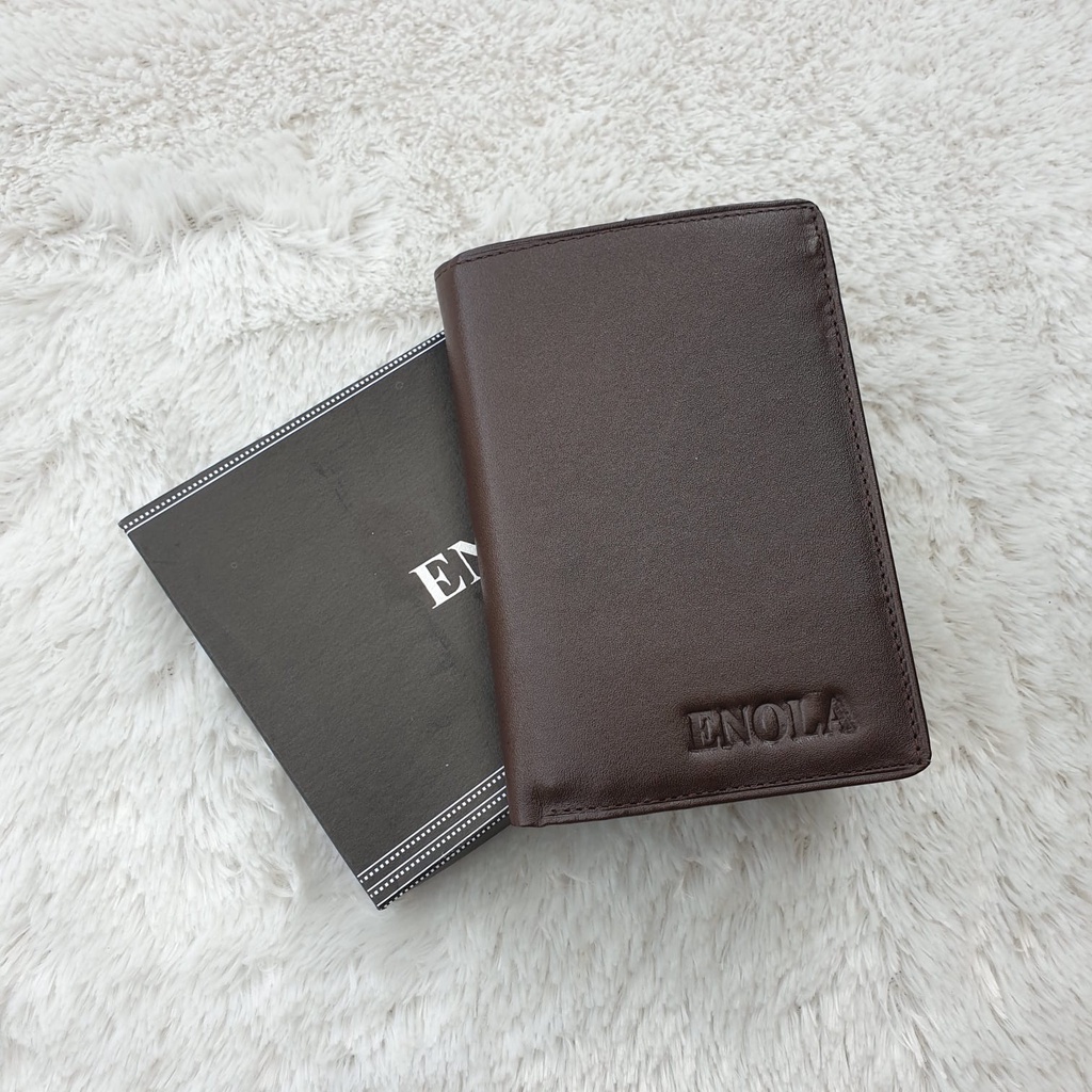 ENOLA Dompet Pria Kulit Asli Model Lipat Buku Paspor Berdiri 3/4 Dompet Kulit Sapi Asli 3412 Enola Original-8