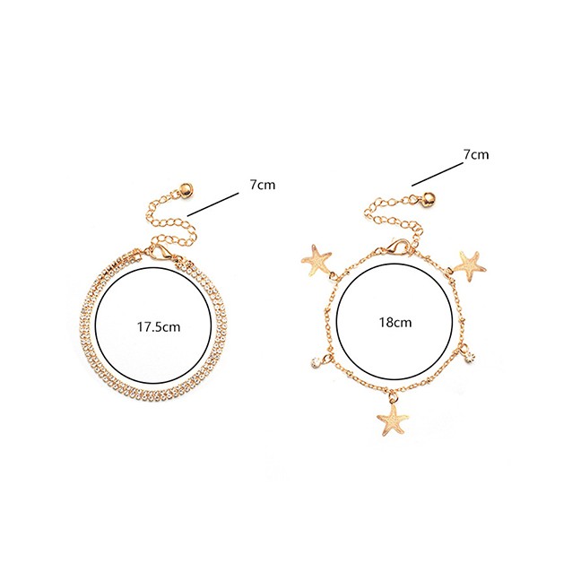 LRC Gelang Kaki Fashion Starfish Studded With Diamond Anklet K24025
