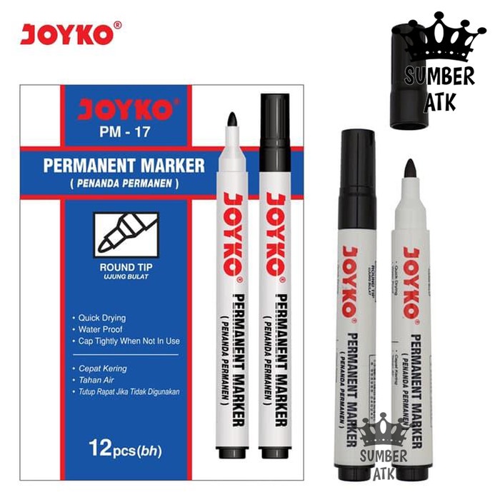 

Gilaa!!! Permanent Marker / Spidol Permanen Joyko 1 Box 12 Pcs / Round Tip Bagus