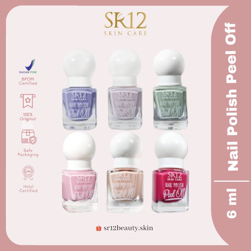 SR12 Nail Polish Peel Of 6ml - Kutek Kuku Bisa Untuk Sholat - Mudah Mengelupas - Halal