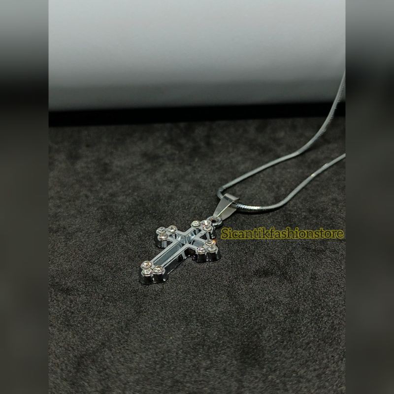 PROMO kalung Titanium liontin Salib  terlaris anti Karat selamanya