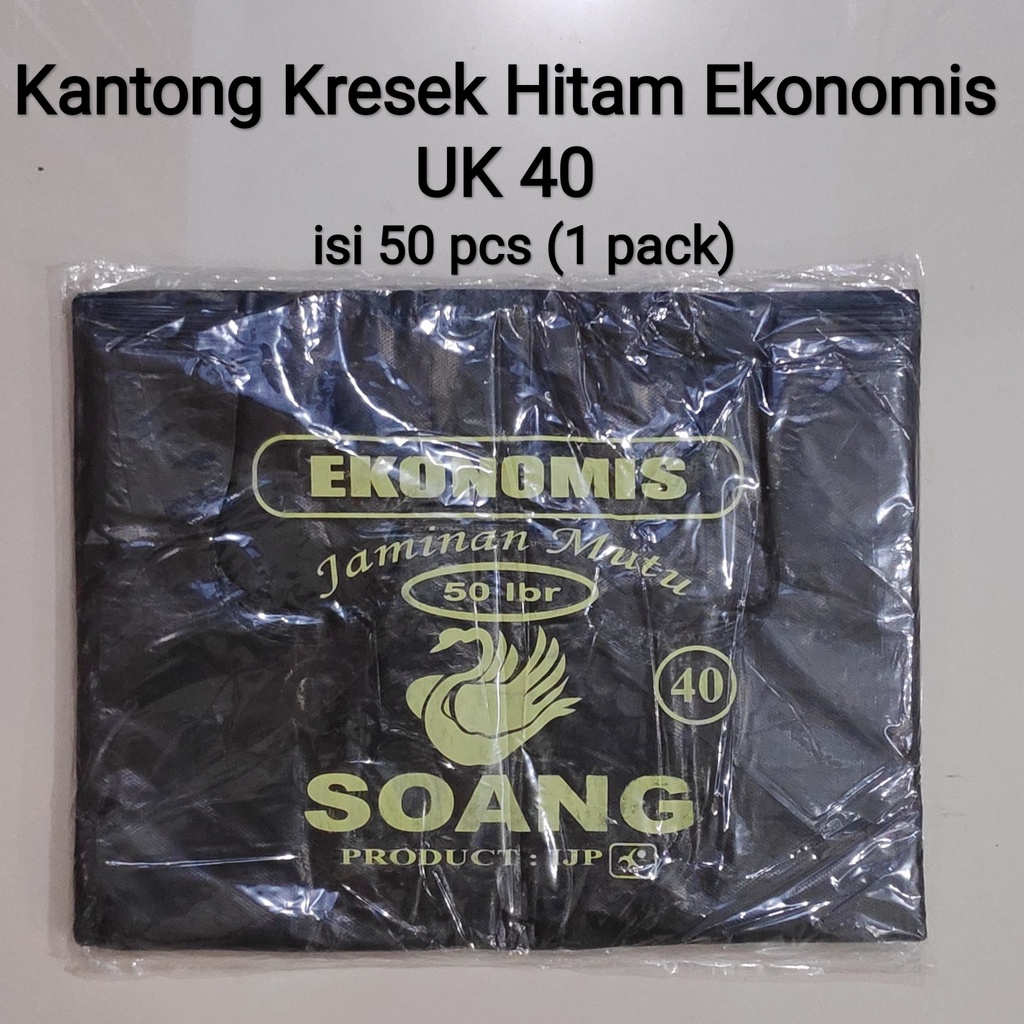 Eko 40 | kantong Kresek Hitam Ekonomis Uk 40 isi 50pcs, Kantong Plastik Kresek Tipis berkualitas