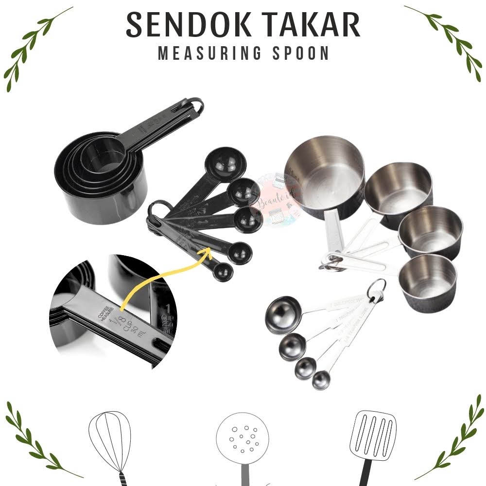 Sendok Takar Set Sendok Ukur Cup Dapur Measuring Spoon 10 PCS - Plastick / 8 PCS - Stainless Steel