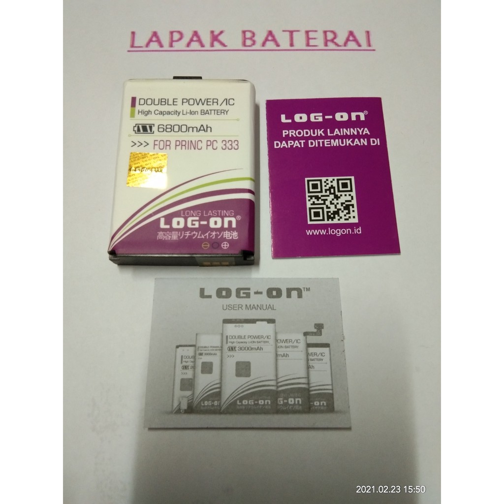 LOG - ON Baterai Prince PC333 Double IC Protection Battery Batre