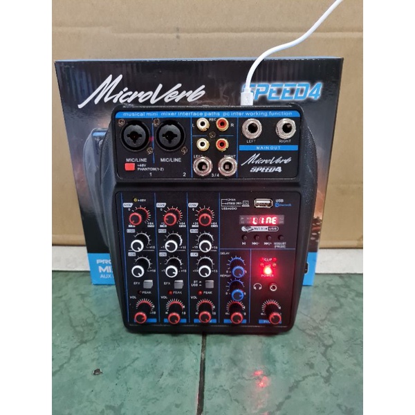 mixer audio microverb speed4 speed 4 4CH garansi usb bluetooth soundcard model speed up4 ashley