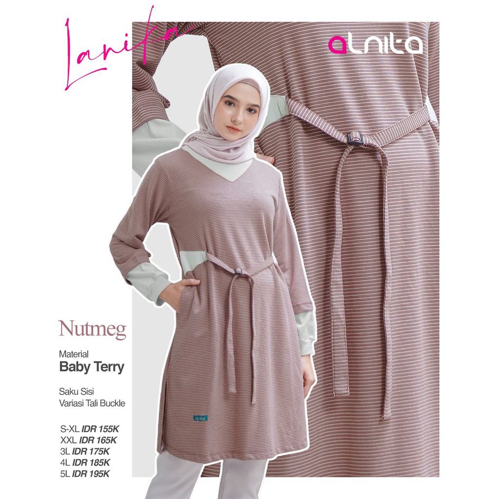 Alnita Tunik Lanika Bahan KAOS Baby Terry Atasan Muslimah Modis fashion wanita baju atasan perempuan