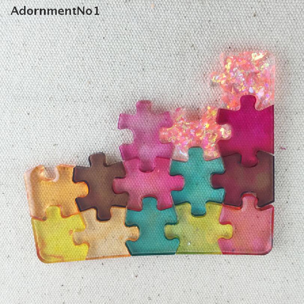 (AdornmentNo1) 4pcs / set Cetakan Liontin / Gantungan Kunci Bentuk Puzzle Bahan Silikon Resin UV