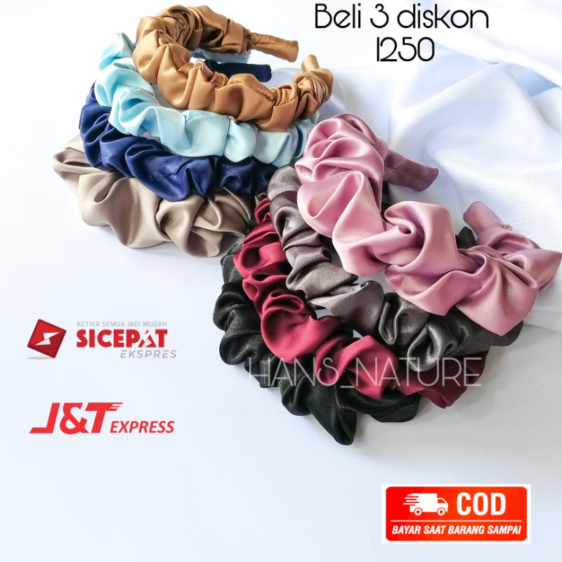 Bando Korea Kerut Scrunchie Headband ruffle Scrunchie