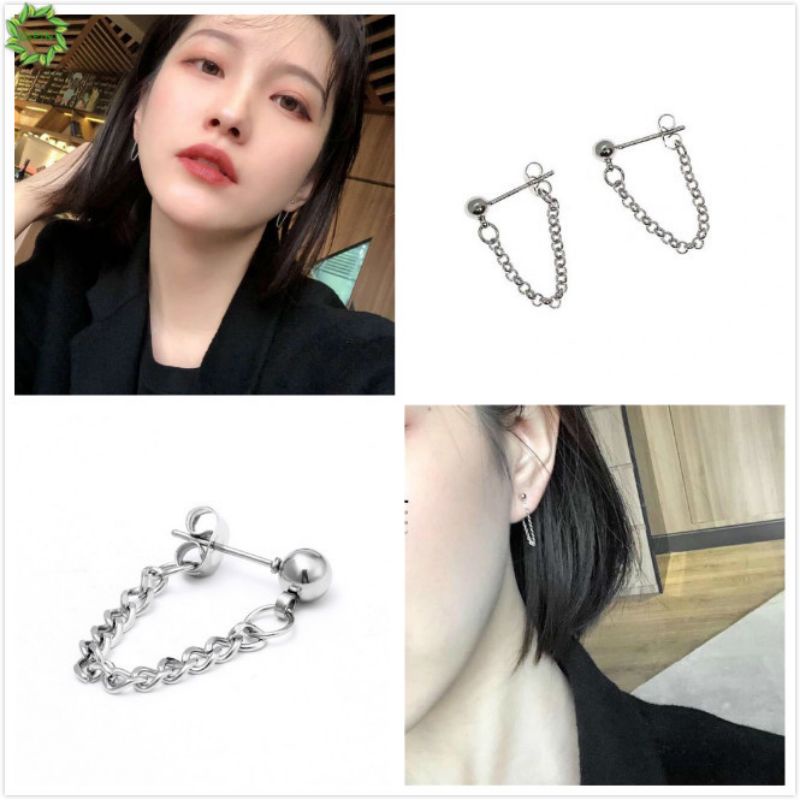 COD PROMO 2.2 SALE Anting wanita trendy gaya korea rantai hoop sambung