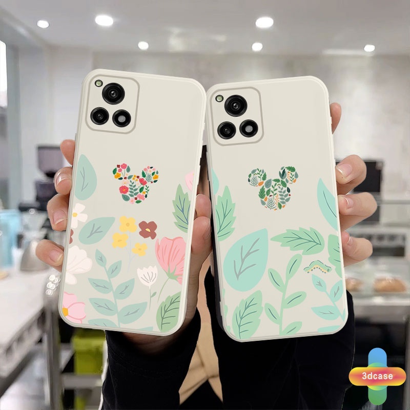 Case HP Realme C21Y C11 2021 C15 C21 C25 C20 C12 C3 C25S 5 5S 5i 6i C17 7i C1 C31 C35 C25Y C2 C3i C20A realme Narzo 20 10 10A 20A 30A A54 A15 A16 A9 A5 A7 A5S A95 A53 A33 Y12 Y20 A12 Cute Mickey Minnie Mouse Flower Anti-fall Case