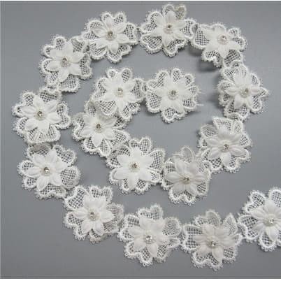 Lace Patch - White Flower Beading #27 (6pcs)