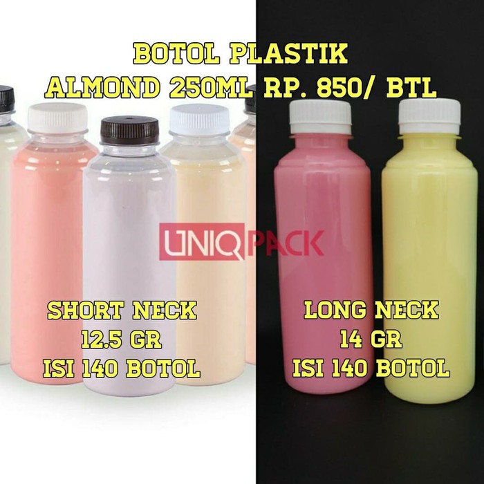 Terlaris Botol Plastik Almond 250ml/ Botol Minuman PET - Short neck Putih Keren