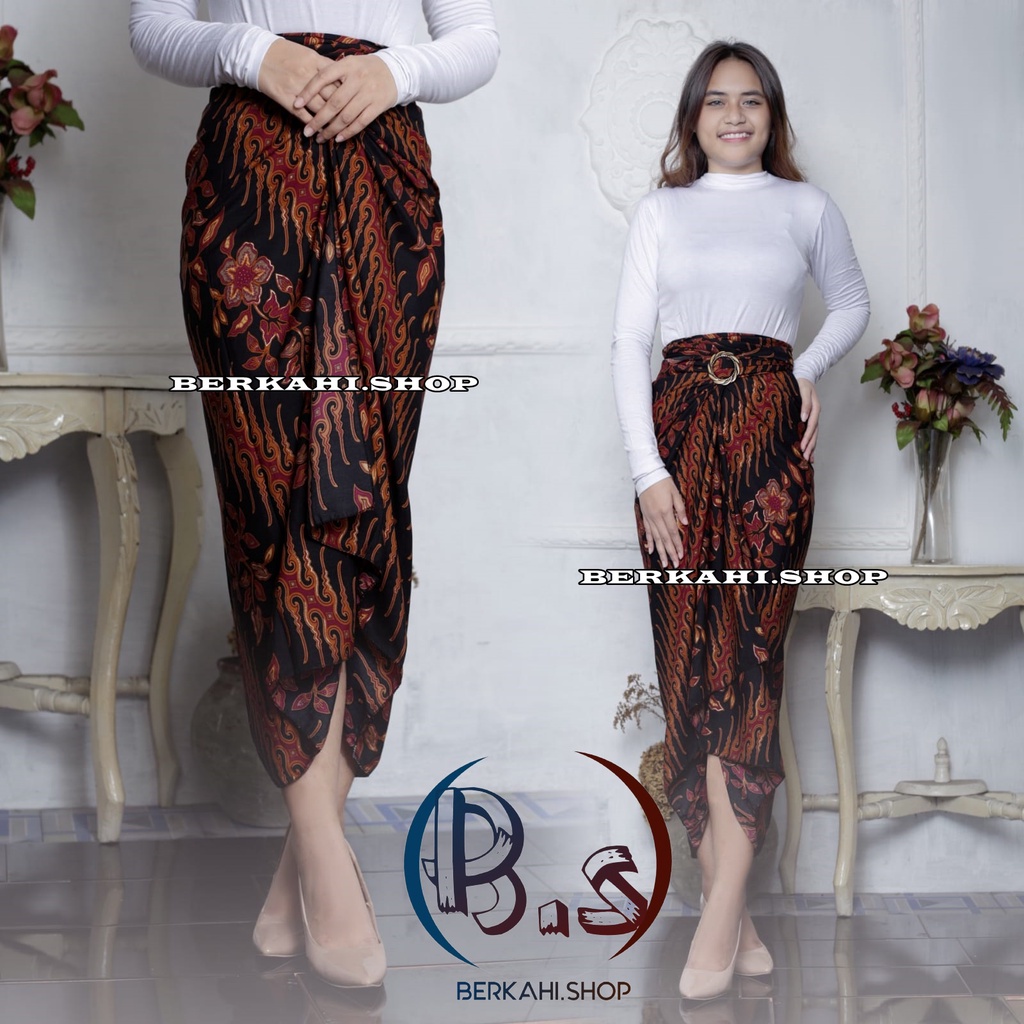 ROK LILIT BATIK PREMIUM GOLD FOIL / BAWAHAN WANITA /CERI MARUN