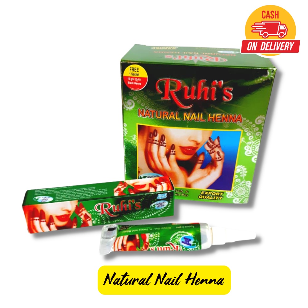 Ruhi`s Chandni Nail Henna 1Box isi 12pcs -Gratis Black Henna - pacar kuku original arab saudi - Chan
