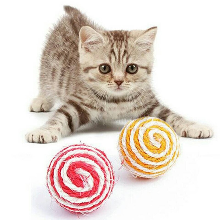 bola kucing mainan gigit anjing cakar hewan sisal rope cat toy dog pet