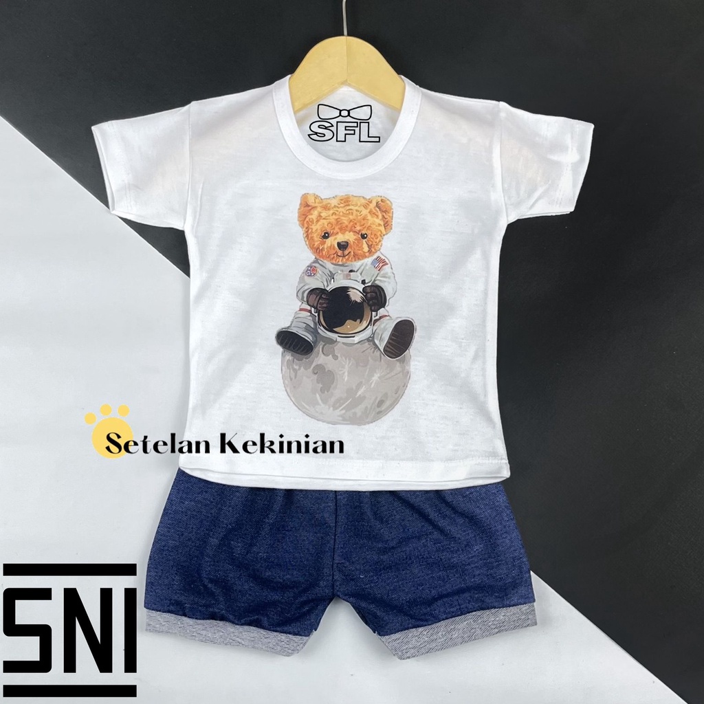 [BERUANG SERIES] Setelan Anak Laki Laki 0-12bulan Gambar Beruang Lucu Hewan Animal Set Baby Boy Keren Murah