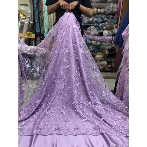 kain tile padi mutiar / bahan motif kembang mutiara / Bahan kebaya