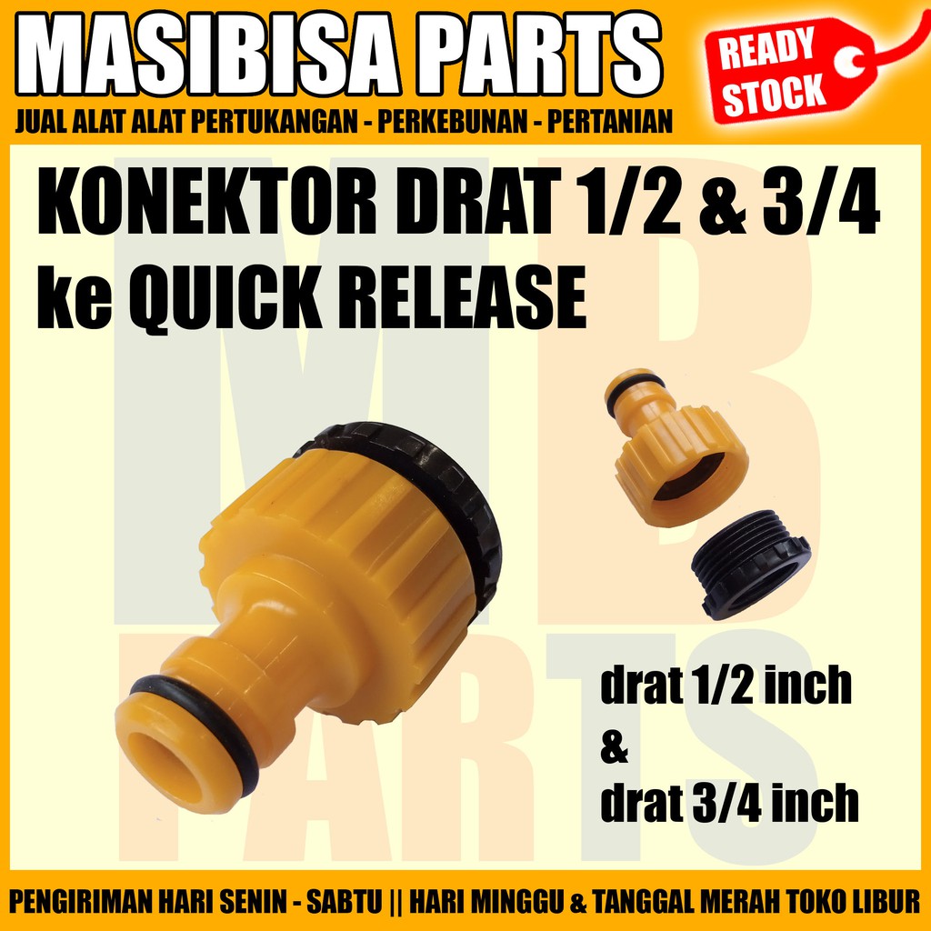 konektor drat 1/2&quot; ke quick release