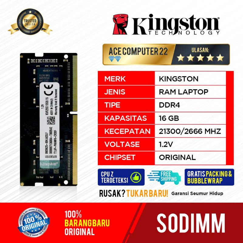 KINGSTON SODIMM DDR4 16GB PC 21300