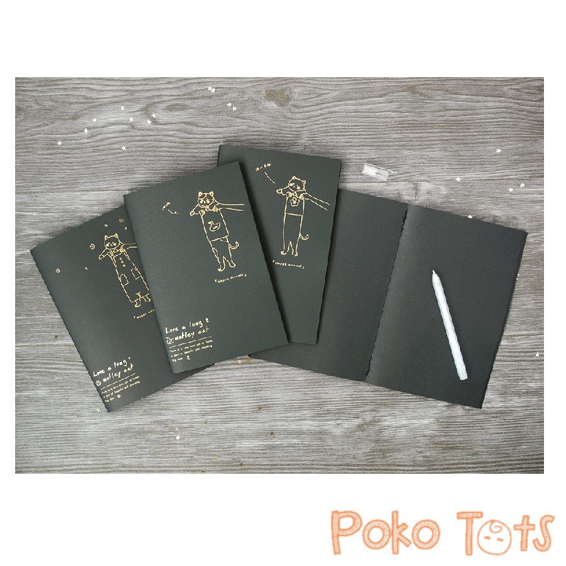 PMM Motley Cat Black Paper Plain Notebook B5 Buku Tulis Kertas Hitam Polos B 5