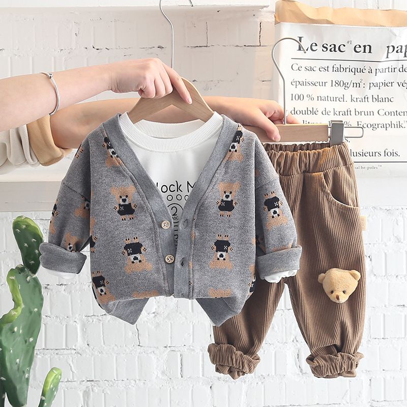 [COD] SETELAN ANAK LAKILAKI / SETELAN PREMIUM IMPORT / SETELAN MOTIF 3DBEAR / SETELAN 0-5 TAHUN / SETELAN 3 IN 1/Brownieground