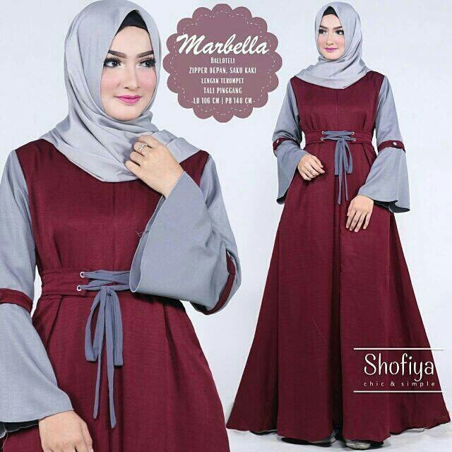 Baju dress MAXI MARBELA MAROON SL maxi wanita balotely maroon murah