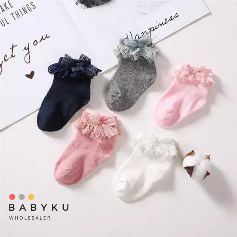 Kaos kaki anak renda ruffle / Kaos kaki renda anak perempuan