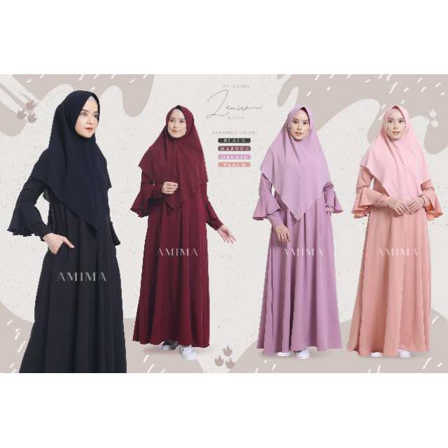 AMIMA ZEMIRA DRESS GAMIS ONLY bahan lady zara ironless jatuh flowy gamis formal pesta lebaran acara 