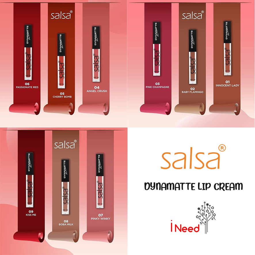 (INEED) SALSA Dynamatte Lip Cream - Matte Lip cream | Longlasting Transfer-proof Matte Cream