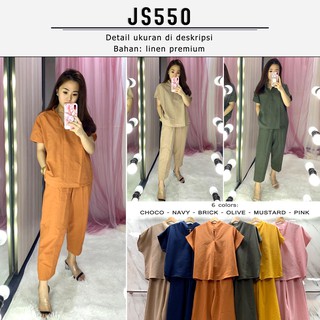 JS550 Raven Linen Set (Top+Pants) | Shopee Indonesia