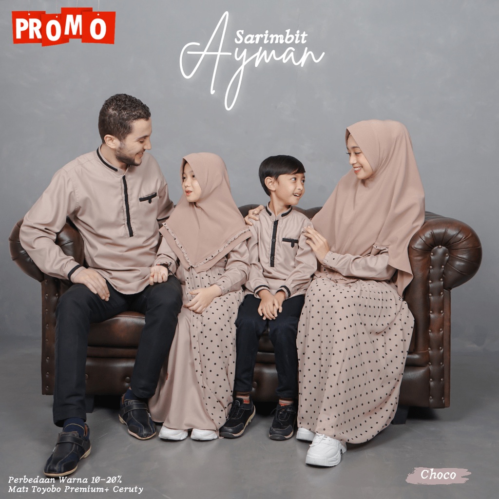 Baju Pakaian Muslim Keluarga Pasangan Couple Kondangan Lebaran Ayah Ibu Anak Laki Laki Perempuan Kek