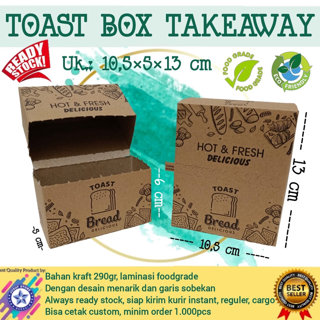 Box Toast / Toast Box Takeaway ukuran 10,5x5x13cm @1pcs