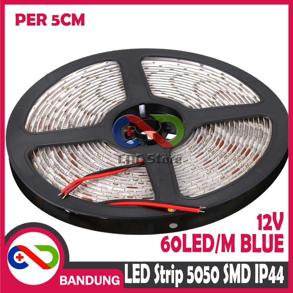 LAMPU LED STRIP LIGHT BIRU 5050 SMD IP44 OUTDOOR 5 CM WATERPROOF