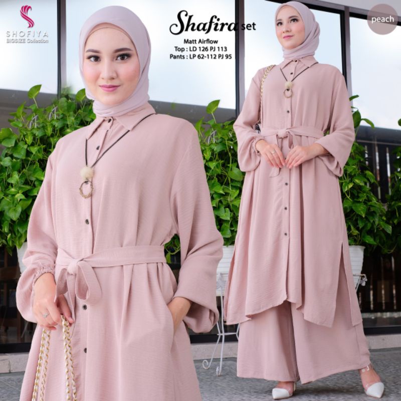Setelan Wanita Jumbo Shafira #2 Set Original by Shofiya Bigsize / One Set Jumbo Premium Berkualitas-Peach