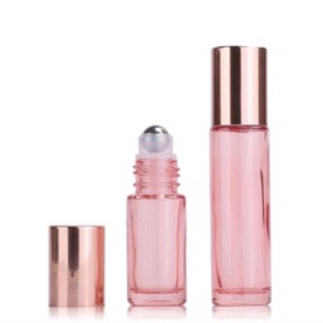 10ml Botol Rose Gold Pink Roll On TEBAL Glass Perfume Essential Oil Vials Stainless Roller Ball Travel Clear Bottle