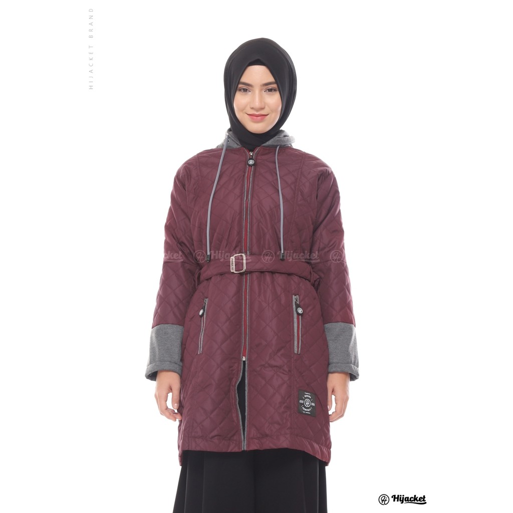 Hijacket Original Queenbee Hijaket Jaket Jacket Wanita Muslimah Jaket Bomber Parasut Cewek Jumbo Murah Terbaru Jaket Hijaber-MAROON