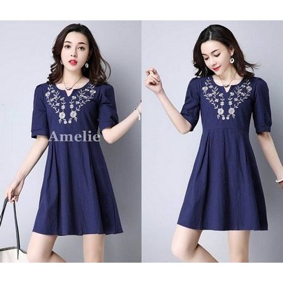 BEST SELLER Dress Import Mini Pesta Casual Red Blue Merah Biru Lengan Pendek Korea Wanita Murah