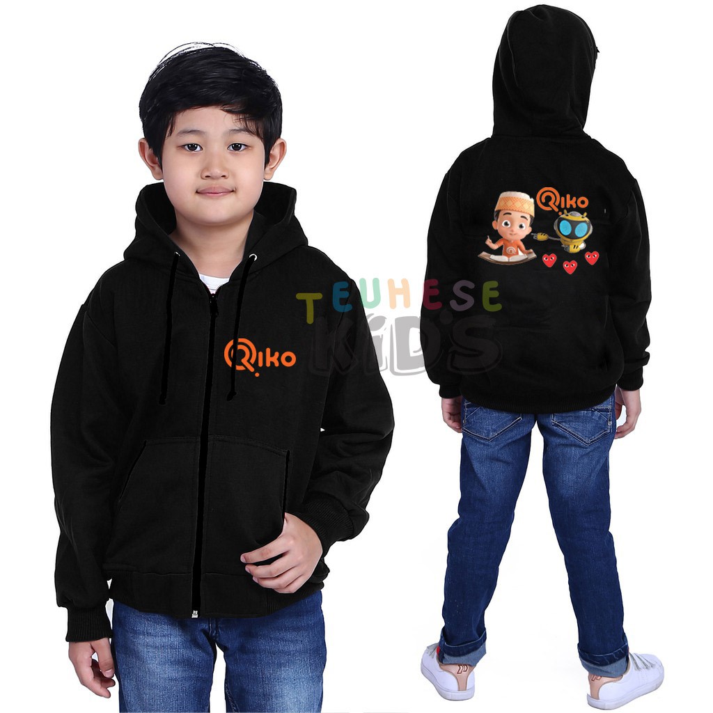 Jaket Sweater Hoodie Zipper Anak Anak Rico the series 02 – Hitam