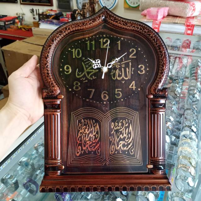 Jam Dinding  Nuansa  islam  Kaligrafi motif Ka bah Masjid 