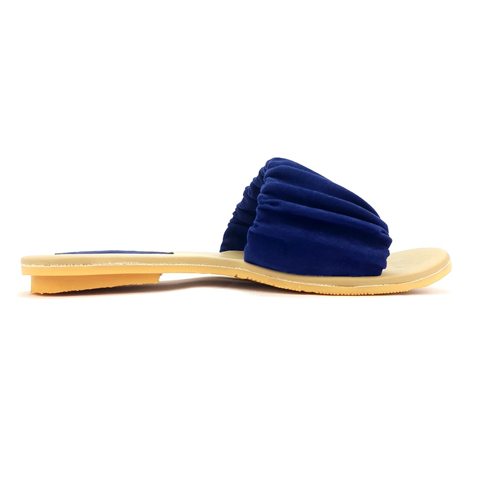 Sandal Slop Nonslip Flat Ruffle Wanita Sendal Kerut Velonesia Emilia Series - Rose-Navy