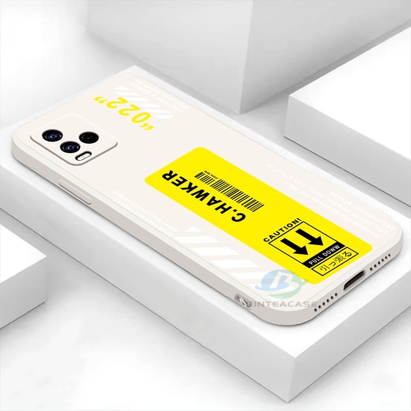 Realme 10 C35 C21Y C25Y C21 RealmeC11 C25 C17 C15 C12 C3 C2 Realme 8i 7i 5 5i 6i 6Pro 7Pro Fashion Label Kuning Garis Putih Silikon Casing Handphone Binteacase