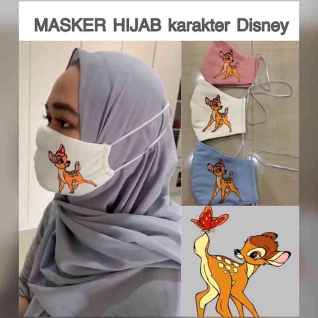 Masker hijab disney printed