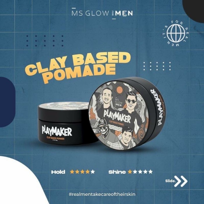 Pomade Playmaker MS Glow For Men Oil Based Pomade Skincare Pria 100g