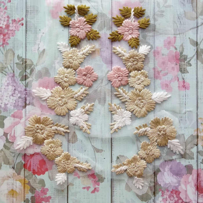 Sepasang Patch/Patch Bordir/Bordir Sulam/Bordir Baju/Lace/Renda 043