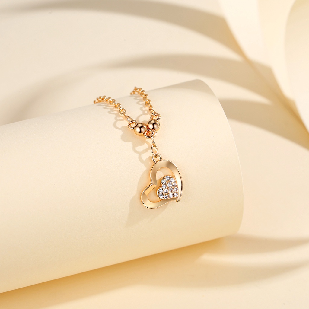 Y611 【COD】 Kalung Liontin Wanita Rantai Lapis Emas Aksesoris Fashion Wanita Kalung Hati Kristal