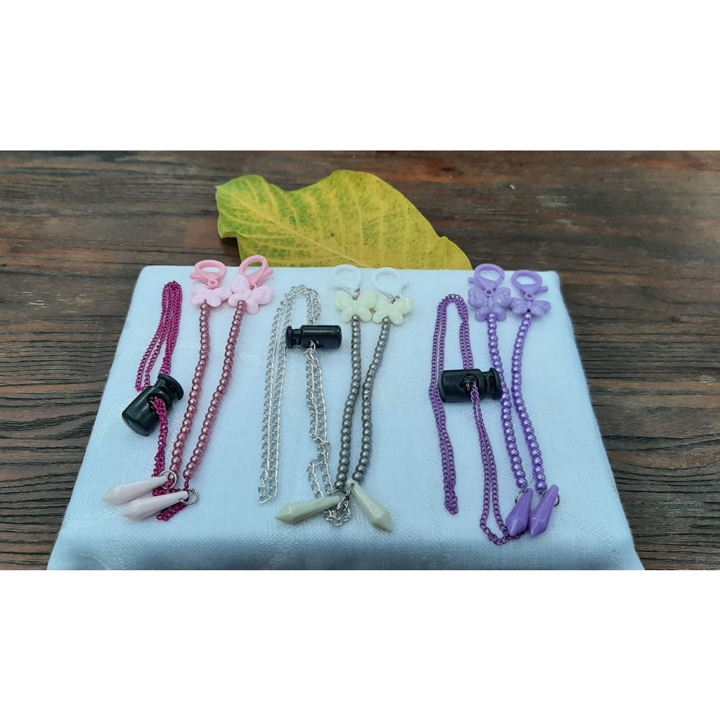 Strap Mask - Tali Rantai Kalung Masker - Strap Masker Hijab/Non Hijab Konektor Masker 2in1 Stopper