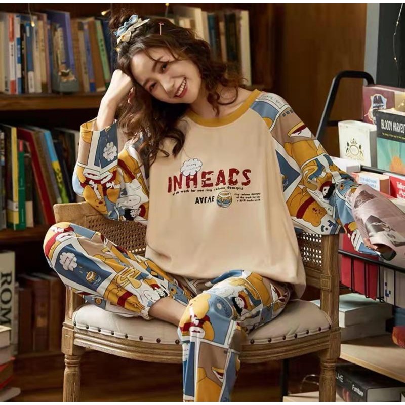 HS COD Piyama PP Kaos Premium Import Wanita / Stelan Baju Tidur Wanita Murah/ Baju tidur lengan panjang-10